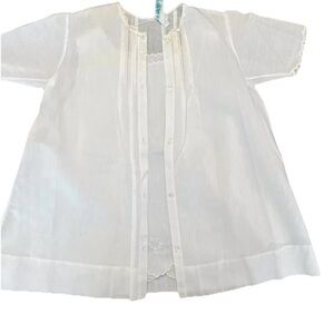 Feltman Bros Vintage white baby gown with overcoat white buttons infant 0-3 mos